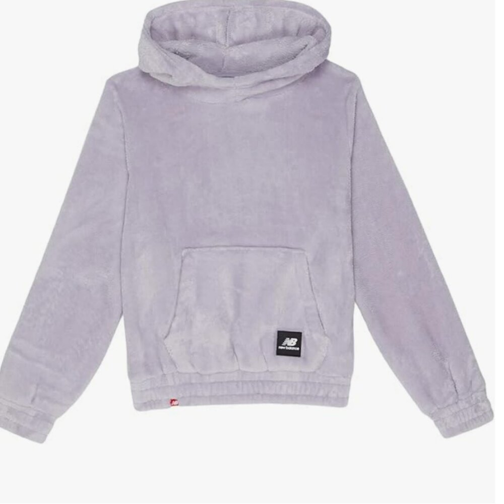 New Balance Girl's Core Fuzzy Hoodie, Light Purple, size 7/8